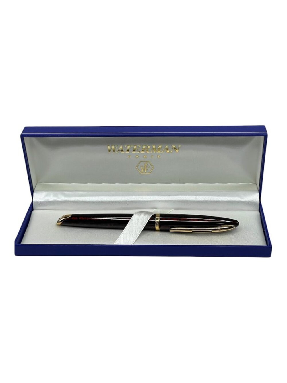 Waterman Paris Carene Fountain Pen 18k Gold 750 Medium Nib Amber Shimmer Box